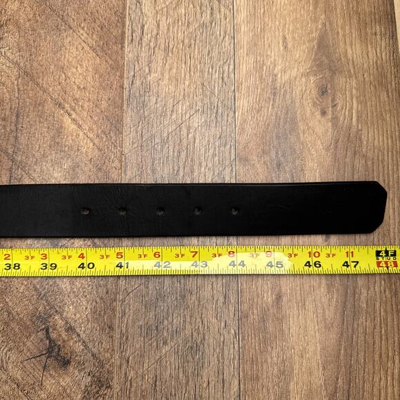 Fossil Leather Dress Belt Men's Size 40 Black US Fields Engraved Buckle 6277‎ - Picture 7 of 8